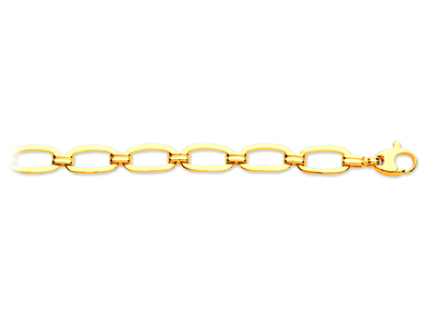 Bracelet maille Alternée ovale et doubles 10 mm, 19,5 cm, Or jaune 18k