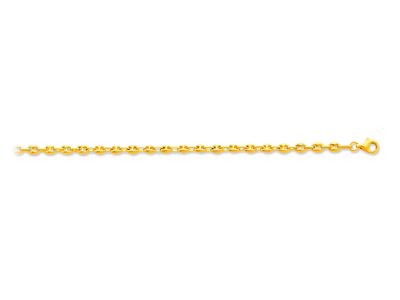Bracelet maille Grain de café creuse 3,70 mm, 18 cm, Or jaune 18k