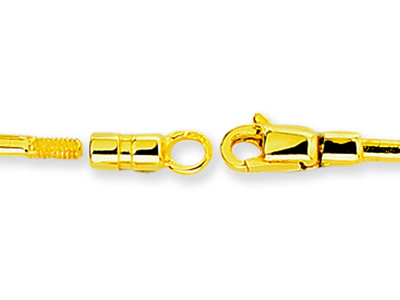 Collier Oméga rond 2 mm, embouts dévissables, 45 cm, Or jaune 18k - Image Standard - 3