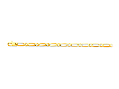 Bracelet maille Alternée 11 ultra plate 4,70 mm, 19 cm, Or jaune 18k