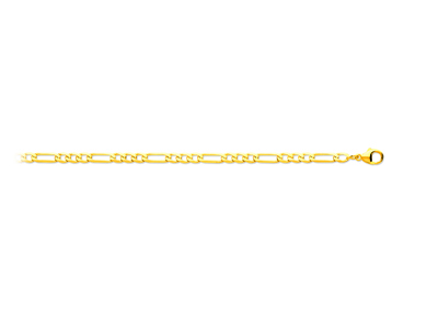 Bracelet maille Alternée 13 ultra plate 3,80 mm, 21 cm, Or jaune 18k