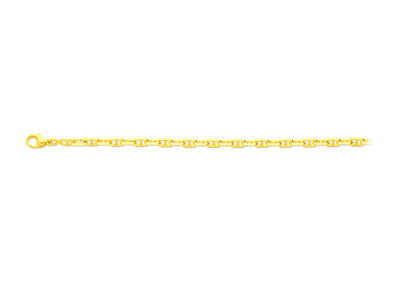 Chaîne maille Forçat Marine diamantée 3,70 mm, 55 cm, Or jaune 18k