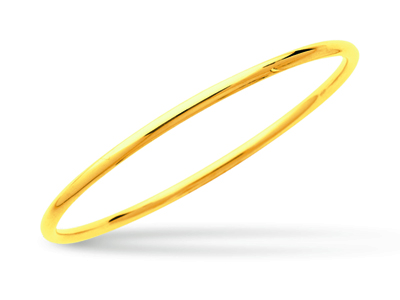 Bracelet Jonc massif fermé, fil rond 3 mm, forme ronde 60 mm, Or jaune 18k - Image Standard - 1