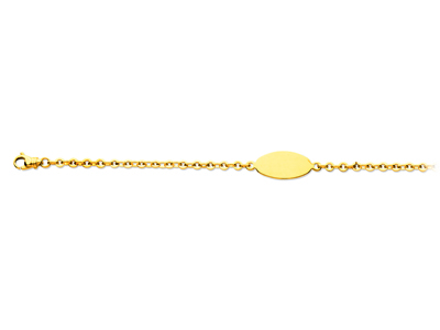 Identité junior maille Lentille avec anneaux intermédiaires, 18 cm, Or jaune 18k