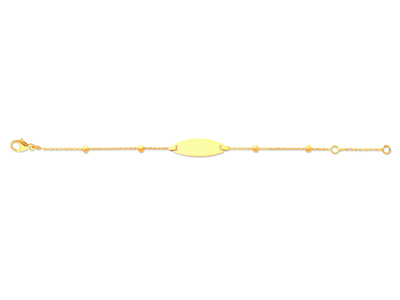 Identité bébé chaîne Boules, plaque ovale, 14 cm, Or jaune 18k - Image Standard - 1