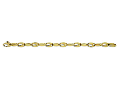 Bracelet mailles Ovales  ajourées, 20 cm, Or jaune 18k