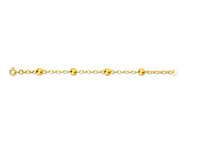 Bracelet maille Alternée Chaîne et Boules 6 mm, 18,5 cm, Or jaune 18k
