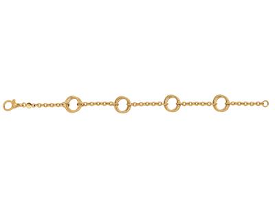 Bracelet chaîne Alternée 4 mailles doubles cercles, 20 cm, Or Jaune 18k