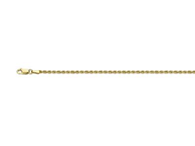 Bracelet maille Corde creuse 2,1 mm, 18 cm, Or jaune 18k