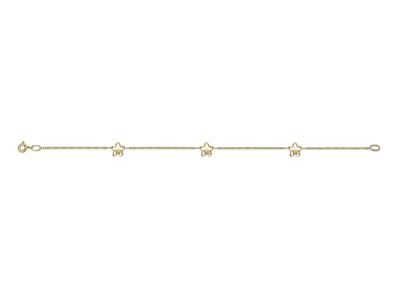 Bracelet Etoiles ajourées 8 mm, 0,7 mm, 19 cm, Or jaune 18k