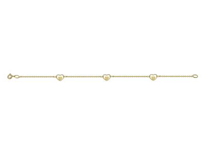 Bracelet 3 Coeurs ajourés 6,5 x 8 mm, 0,7 mm, 19 cm, Or jaune 18k - Image Standard - 1