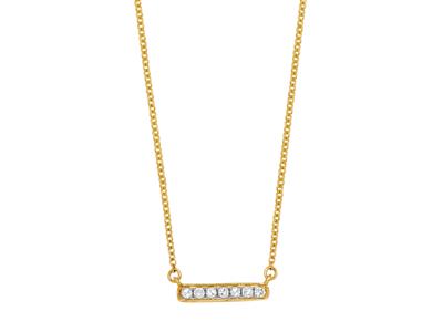 Collier Barrette, diamants 0,05ct, chaîne Forçat ronde, 42-44-45 cm, Or jaune 18k