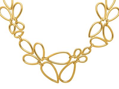 Collier multi anneaux formes Fleur en chute 30 mm, 42+3 cm, Or jaune 18k - Image Standard - 2