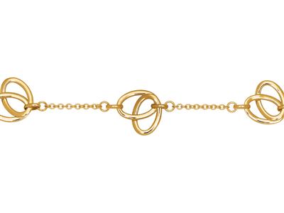 Bracelet motifs Feuilles 16 mm sur chaîne, 17+2 cm, Or jaune 18k - Image Standard - 2