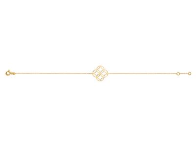 Bracelet chaîne Forçat ronde, 1 motif cercles entrelacés, 16,50-17,50 cm, Or jaune 18k