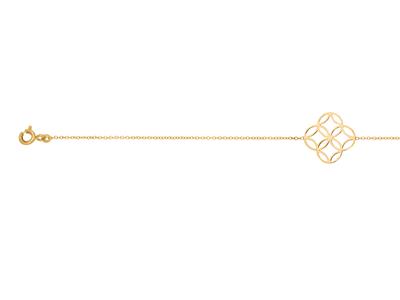 Bracelet chaîne Forçat ronde, 1 motif cercles entrelacés, 16,50-17,50 cm, Or jaune 18k - Image Standard - 2
