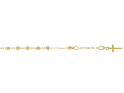 Bracelet religieux chaîne et boules ciselées, Vierge miraculeuse et Croix, 18 cm, Or jaune 18k - Image Standard - 3