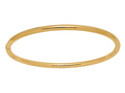 Bracelet Jonc ouvrant, fil rond massif 3 mm, 60 x 50 mm, Or jaune 18k