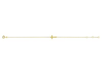 Bracelet Croix sur chaîne, 18 cm, Or jaune 18k