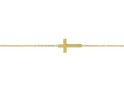 Bracelet Croix sur chaîne, 18 cm, Or jaune 18k - Image Standard - 2