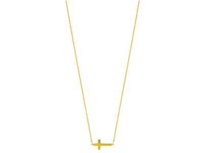 Collier Croix sur chaîne décentrée, 42 cm, Or jaune 18k - Image Standard - 1