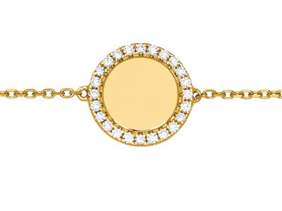 Bracelet Jeton serti diamants 0,19ct, 17,5 cm, Or jaune 18k - Image Standard - 2