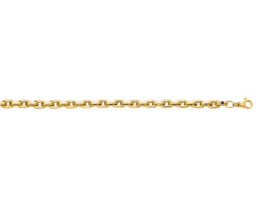 Bracelet maille Forçat allongée creuse 5 mm, 19 cm, Or jaune 18k
