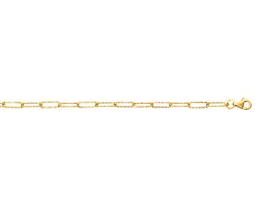 Bracelet maille rectangle martelée 3 mm, 17,5 cm, Or jaune 18k