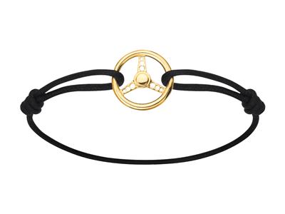 Bracelet cordon noir, volant de sport 2 mm massif, 18 mm, Or jaune 18k - Image Standard - 1