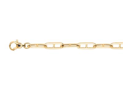 Bracelet maille Rectangle creuse lisse 6,50 mm, 19 cm, Or jaune 18k