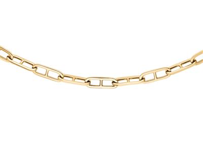 Collier maille Rectangle creuse lisse 6,50 mm, 45 cm, Or jaune 18k