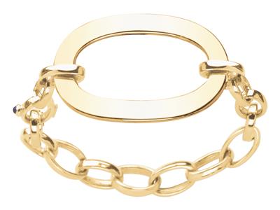 Bracelet maille Ovale et motif Rectangle ajouré en tube ovale plat 5 mm, 18,50 cm, Or jaune 18k