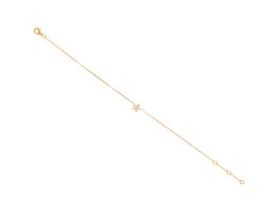 Bracelet chaîne étoile, diamants 0,03ct, 16-17-18 cm, Or jaune 18k