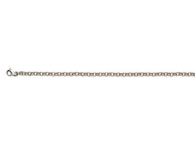 Bracelet mailles Jaseron massif 4 mm, 18 cm, Or gris 18k. Réf. 2888