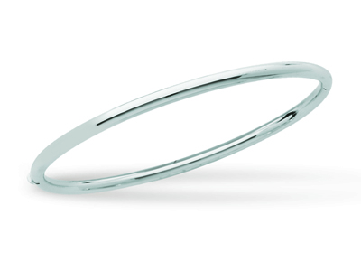 Bracelet Jonc ouvrant, fil rond 3 mm, forme ovale 58 mm, Or gris 18k rhodié - Image Standard - 1