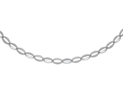 Collier mailles Ovales larges 10,5 mm, 45 cm, Or gris 18k