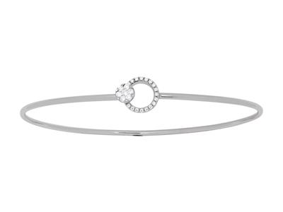 Bracelet Jonc, cercle ajouré et boucle, diamants 0,15ct, 58 mm, Or gris 18k