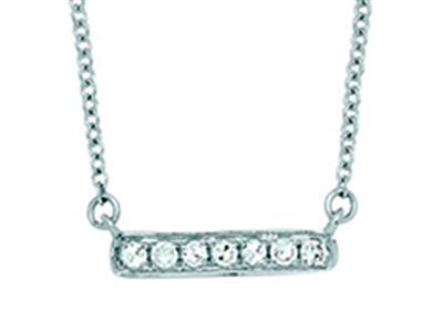 Collier Barrette diamants 0,05ct, chaîne Forçat ordinaire, 42-44-45 cm, Or gris 18k