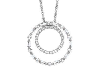 Collier double Cercle diamants 0,44ct, 38-40 cm, Or gris 18k - Image Standard - 1