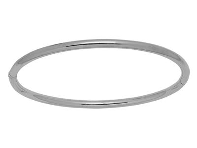 Bracelet Jonc ouvrant, fil rond massif 3 mm, 63 x 53 mm, Or gris 18k