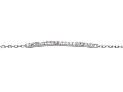 Bracelet Ligne sur chaîne, diamants 0,10ct, 16-17-18 cm, Or gris 18k