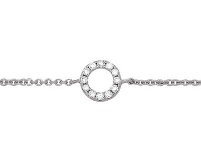 Bracelet motif Cercle sur chaîne, diamants 0,05ct, 15-17-18 cm, Or gris 18k - Image Standard - 1