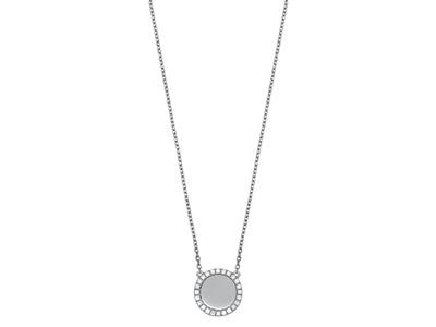 Collier Jeton serti diamants 0,19ct, 42 cm, Or gris 18k - Image Standard - 1