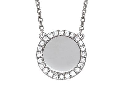 Collier Jeton serti diamants 0,19ct, 42 cm, Or gris 18k - Image Standard - 2