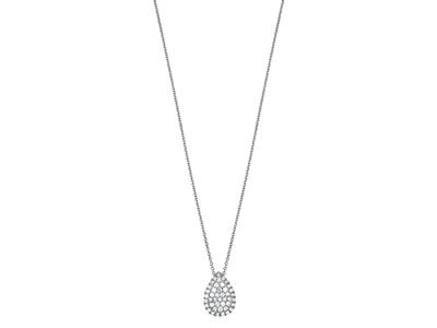 Collier pendentif diamants 0,14ct, forme poire 10 mm 40-42 cm, Or gris18k - Image Standard - 1