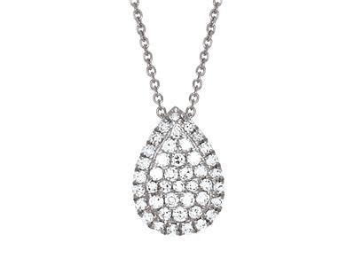 Collier pendentif diamants 0,14ct, forme poire 10 mm 40-42 cm, Or gris18k - Image Standard - 2