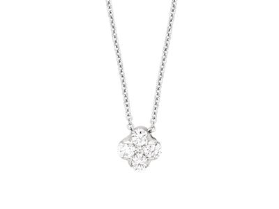 Collier motif Fleur, diamants 0,20ct, 38-40-42 cm, Or gris 18k - Image Standard - 1