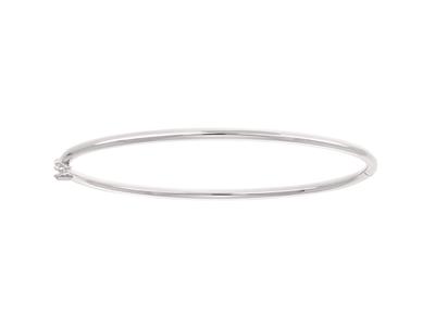 Bracelet Jonc, fil rond massif 2 mm, diamètre intérieur 60 mm, Or gris Rhodié 18k