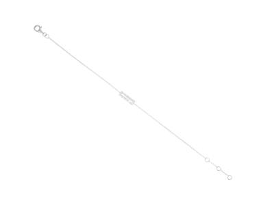 Bracelet chaîne motif Rectangle, diamants 0,20ct, 16-17-18 cm, Or gris 18k