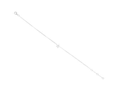 Bracelet chaîne étoile, diamants 0,03ct, 16-17-18 cm, Or gris 18k